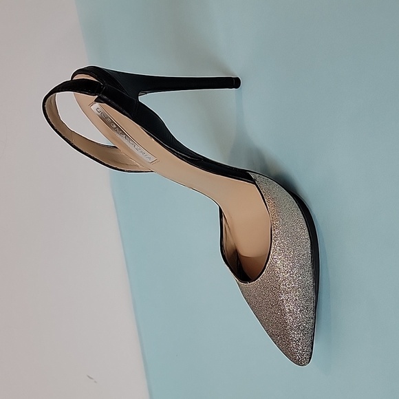 BCBGMAXAZRIA Koda Black Silver Sparkly Vero Cuoio Heels Size 8 - Picture 9 of 16
